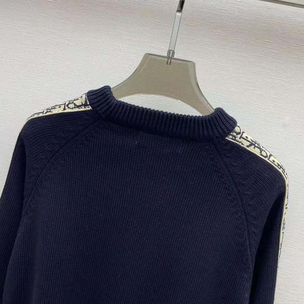 Dior Men Sweater with Dior Oblique Inserts Deep Blue Cotton Jersey - image 5