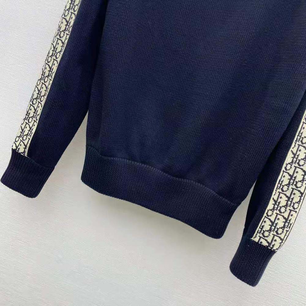 Dior Men Sweater with Dior Oblique Inserts Deep Blue Cotton Jersey - image 8