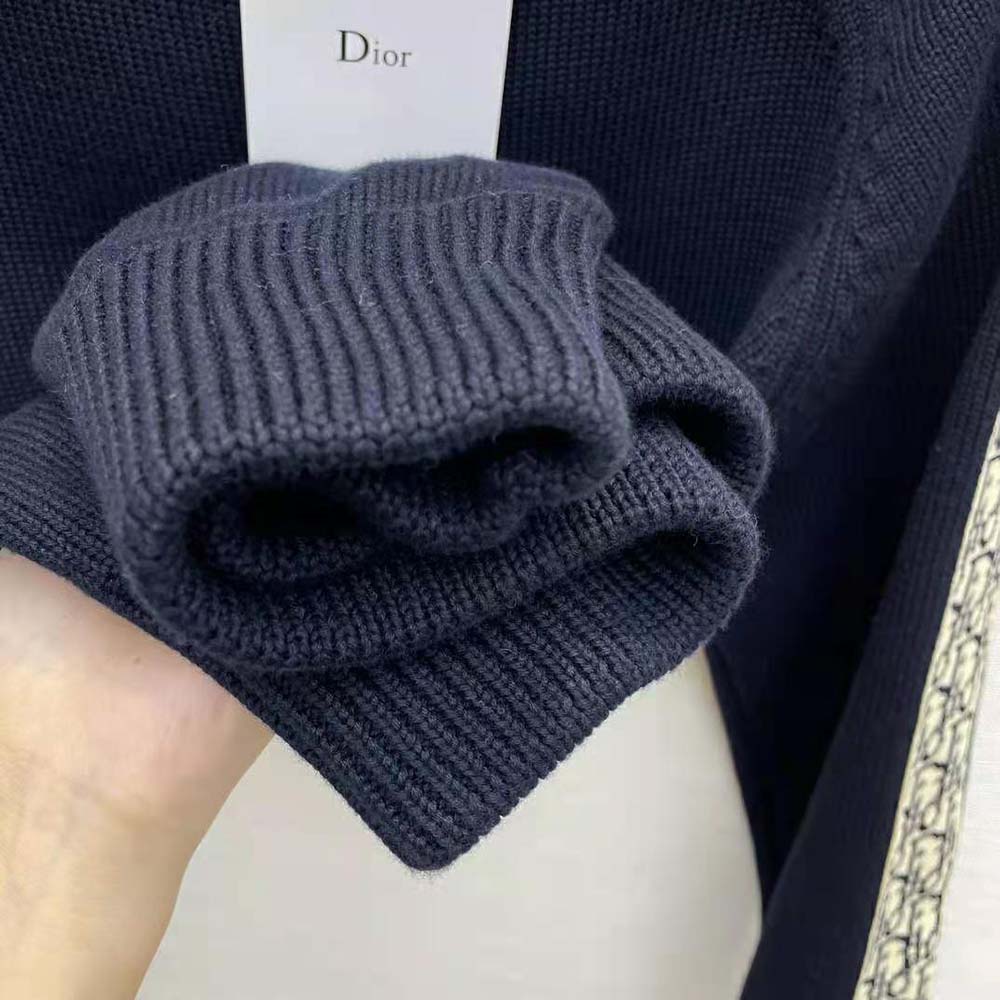 Dior Men Sweater with Dior Oblique Inserts Deep Blue Cotton Jersey - image 7