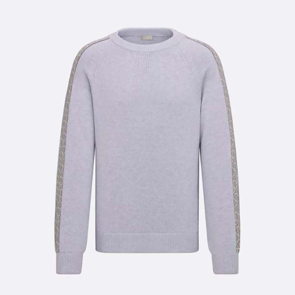 Front view Dior Men Sweater with Dior Oblique Inserts Gray Cotton Jersey