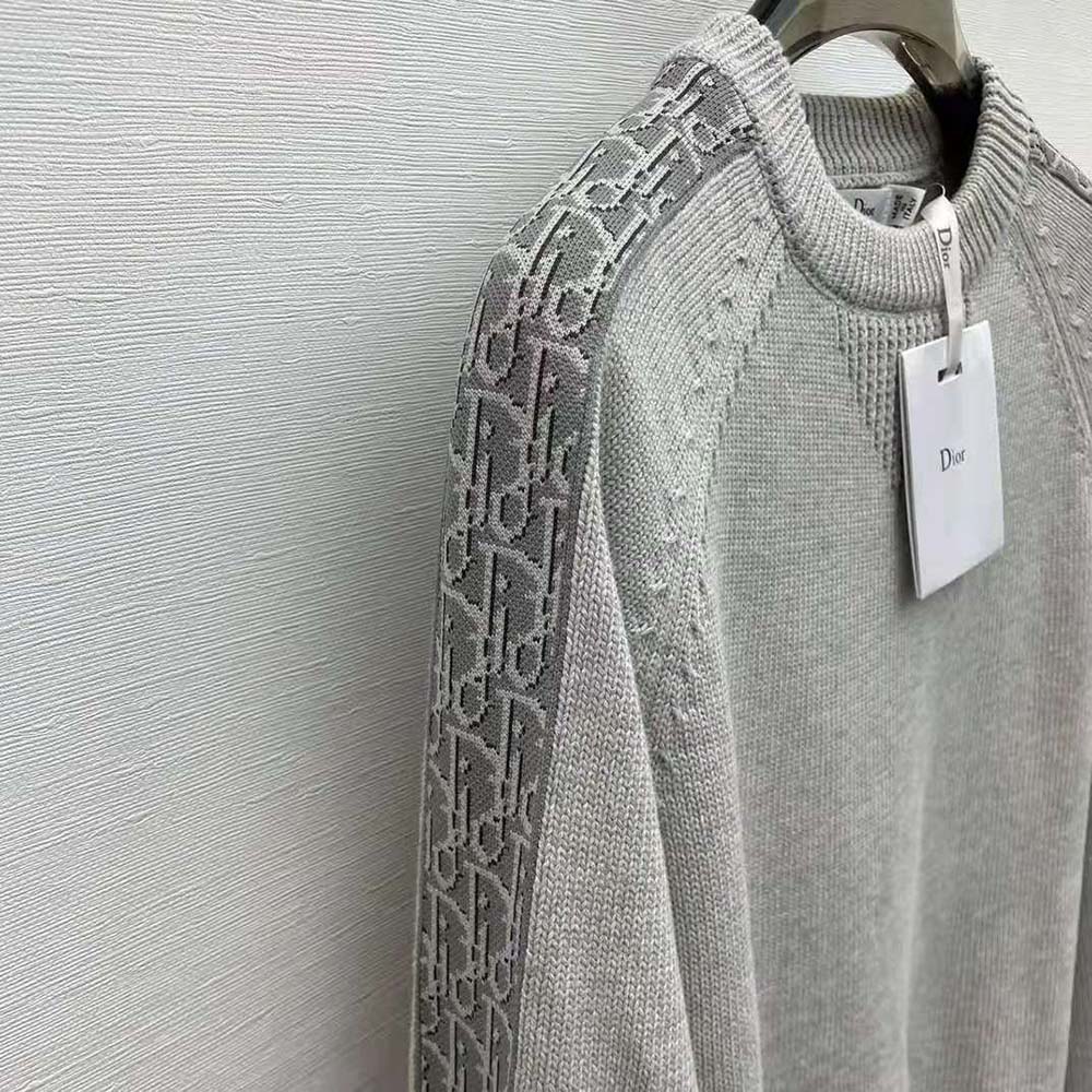 Dior Men Sweater with Dior Oblique Inserts Gray Cotton Jersey - image 7