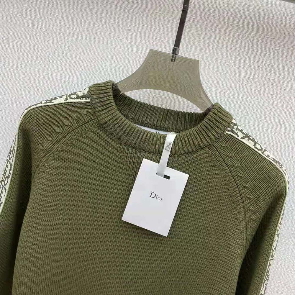 Dior Men Sweater with Dior Oblique Inserts Khaki Cotton Jersey - image 4
