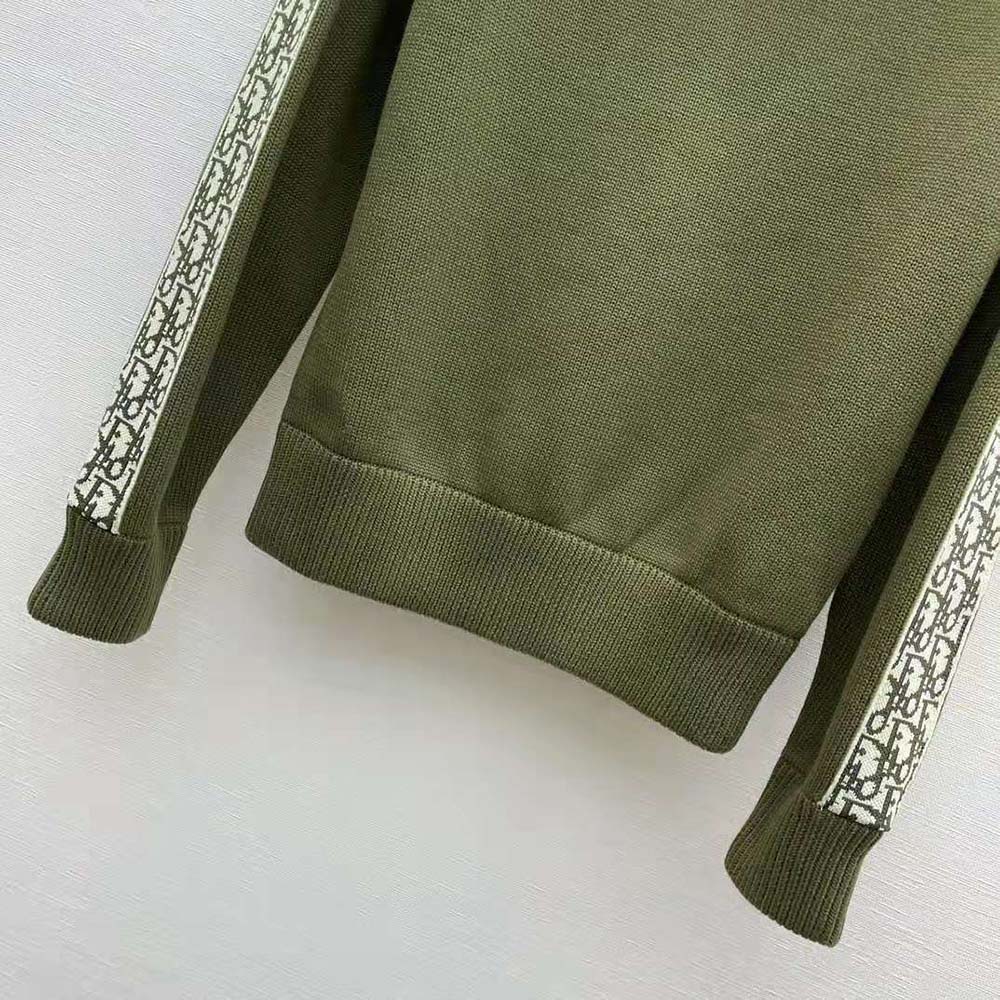 Dior Men Sweater with Dior Oblique Inserts Khaki Cotton Jersey - image 9
