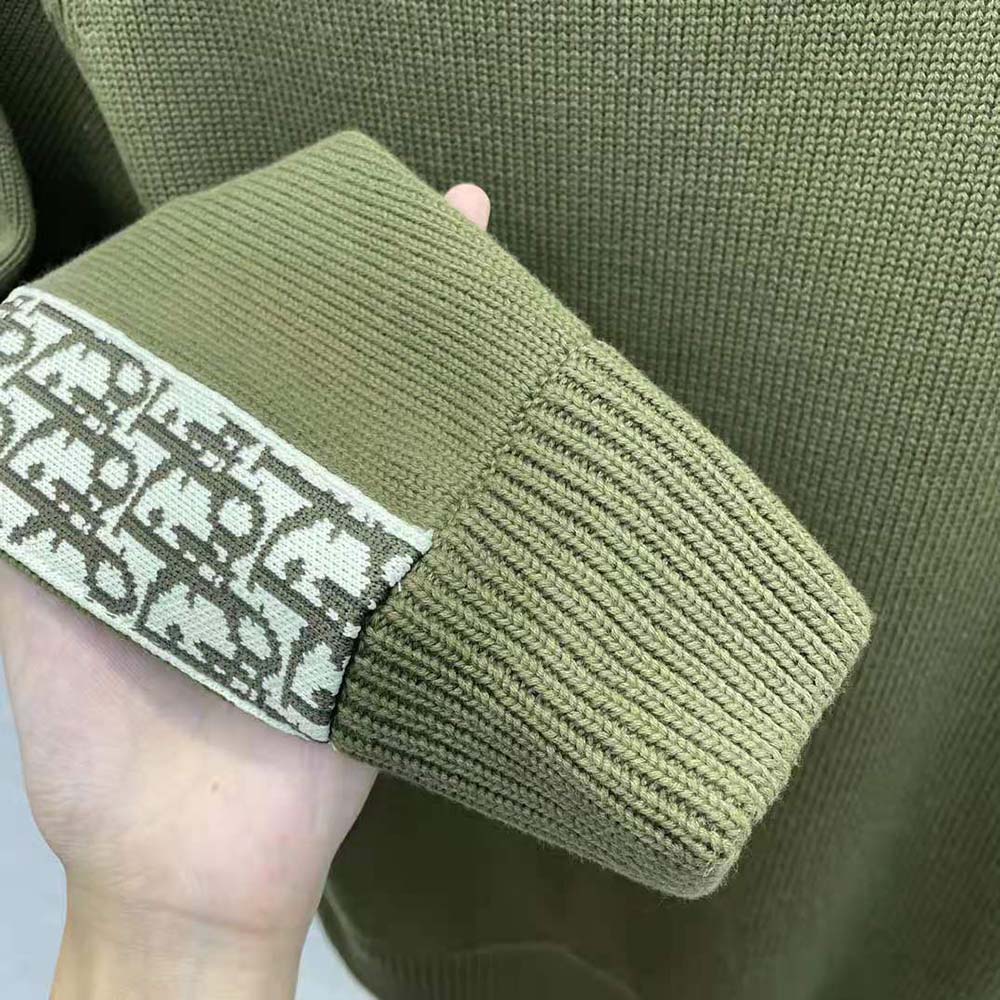 Dior Men Sweater with Dior Oblique Inserts Khaki Cotton Jersey - image 8
