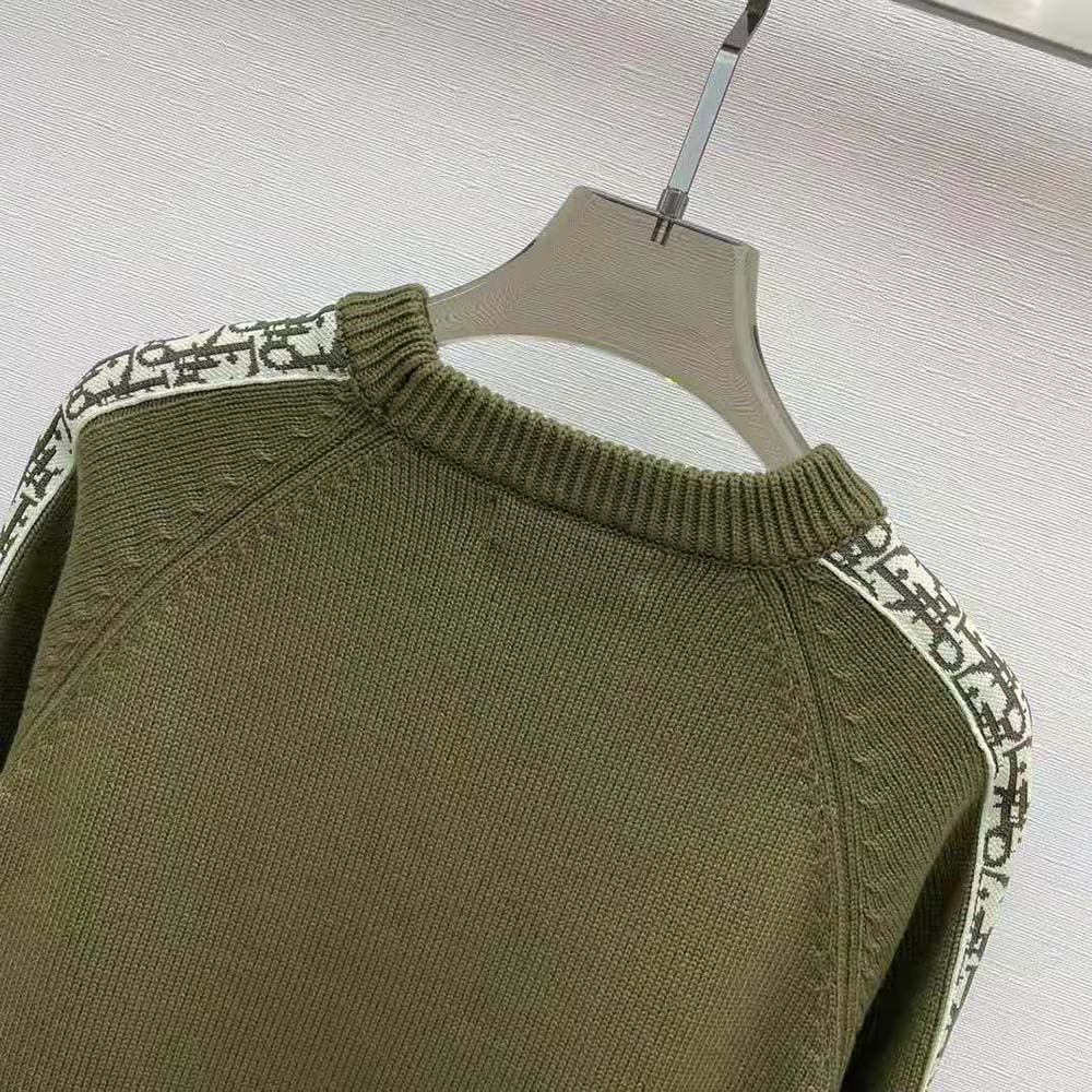 Dior Men Sweater with Dior Oblique Inserts Khaki Cotton Jersey - image 5