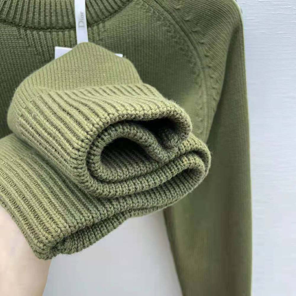 Dior Men Sweater with Dior Oblique Inserts Khaki Cotton Jersey - image 7