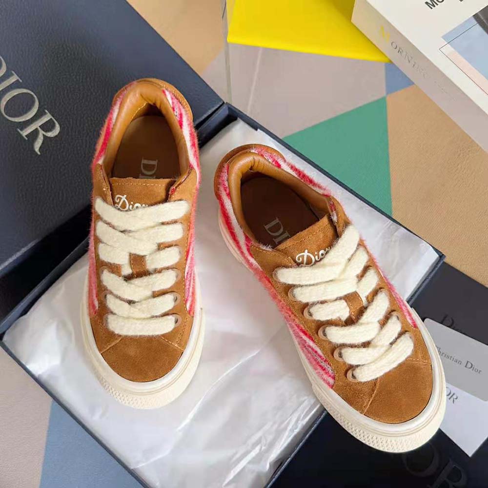 Top-down angle showing lace-up closure on Dior Men Tears B33 Sneaker Red