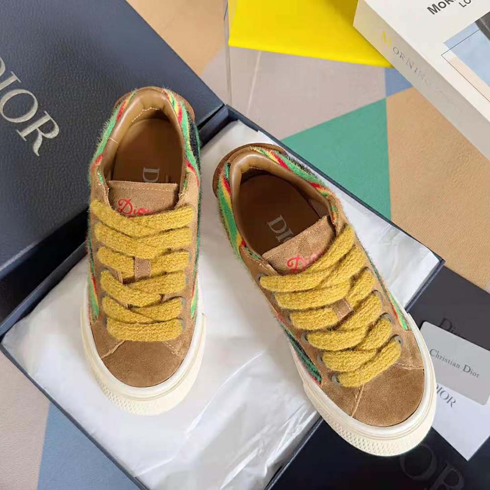 Top angle showing lace-up closure on Dior Men Tears B33 Sneaker
