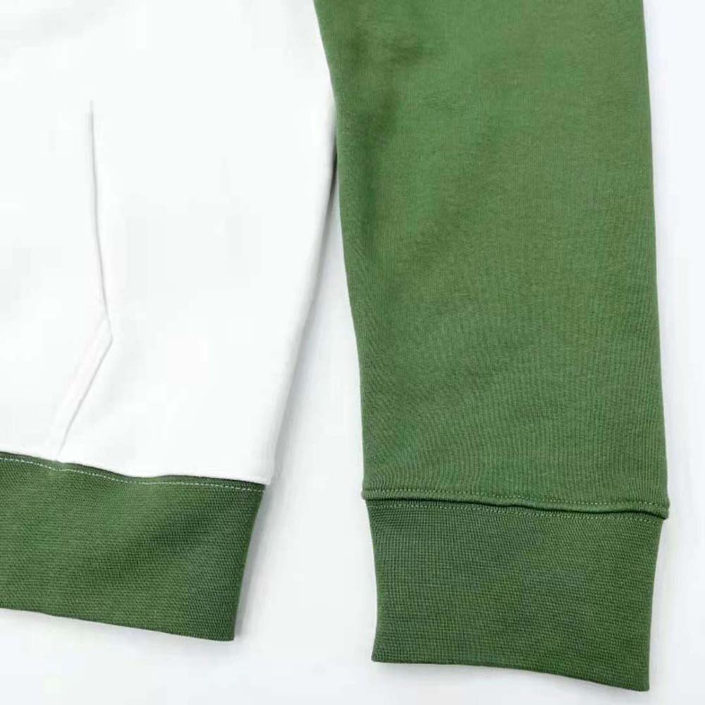 Dior Men Tears Oversized Hooded Sweatshirt White and Green Cotton Fleece - image 8