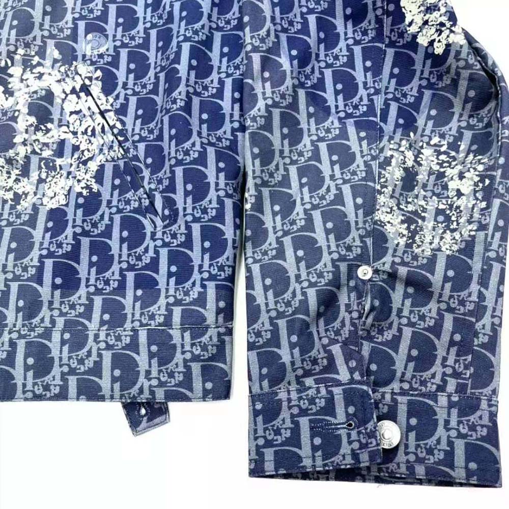 Dior Men Tears Zipped Blouson Blue Cotton Denim - image 8