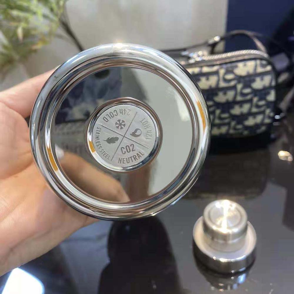 Dior Unisex Aqua Bottle with Shoulder Strap Off-White Grained Calfskin and Dior Oblique Stainless Steel - image 10