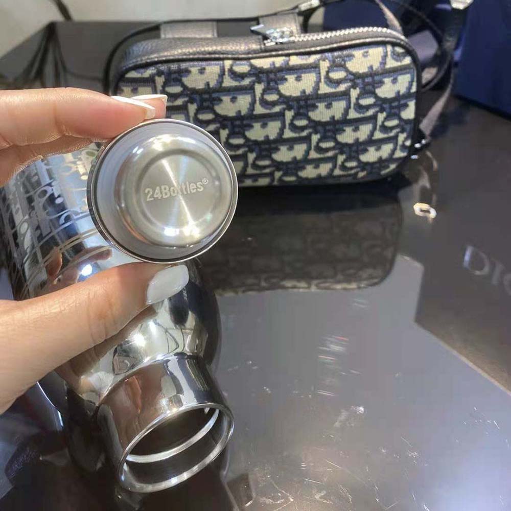 Dior Unisex Aqua Bottle with Shoulder Strap Off-White Grained Calfskin and Dior Oblique Stainless Steel - image 8