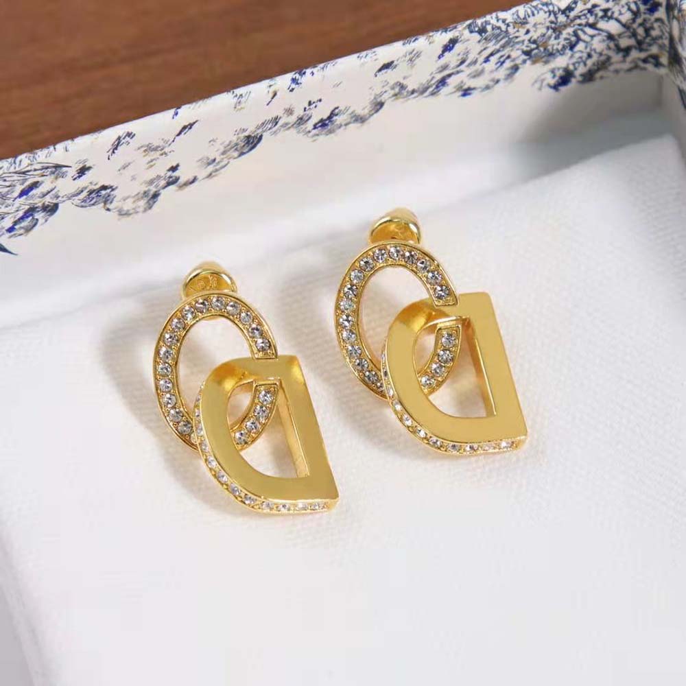 Dior Women CD Lock Earrings sparkling under light with crystal detail