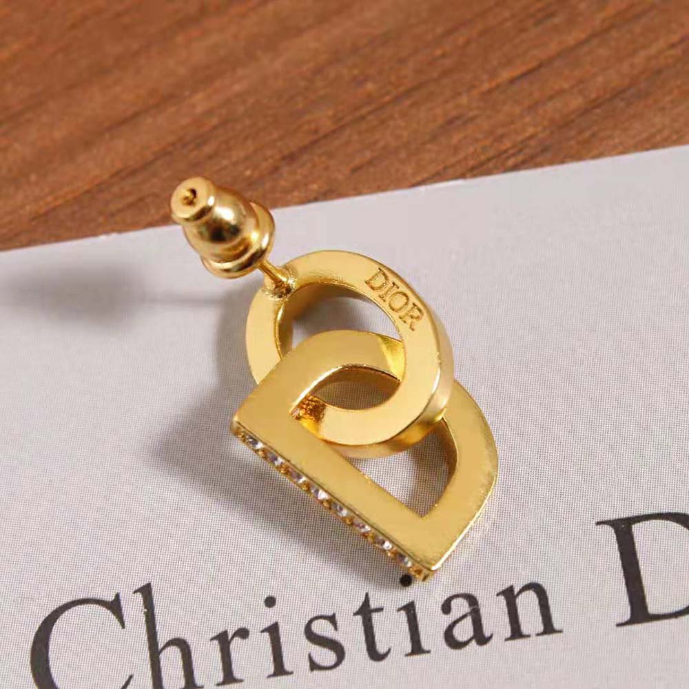 Dior Women CD Lock Earrings Gold-Finish Metal and Silver-Tone Crystals - image 7