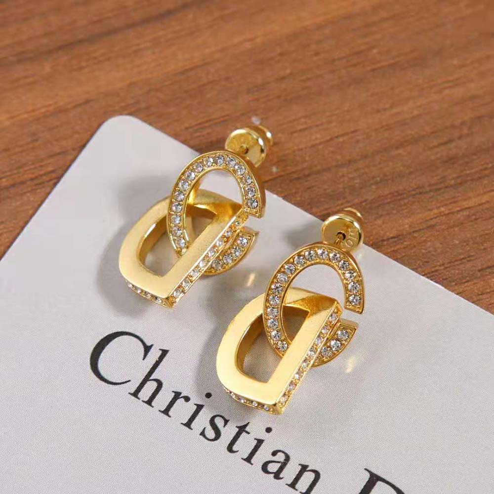 Dior Women CD Lock Earrings Gold-Finish Metal and Silver-Tone Crystals - image 6