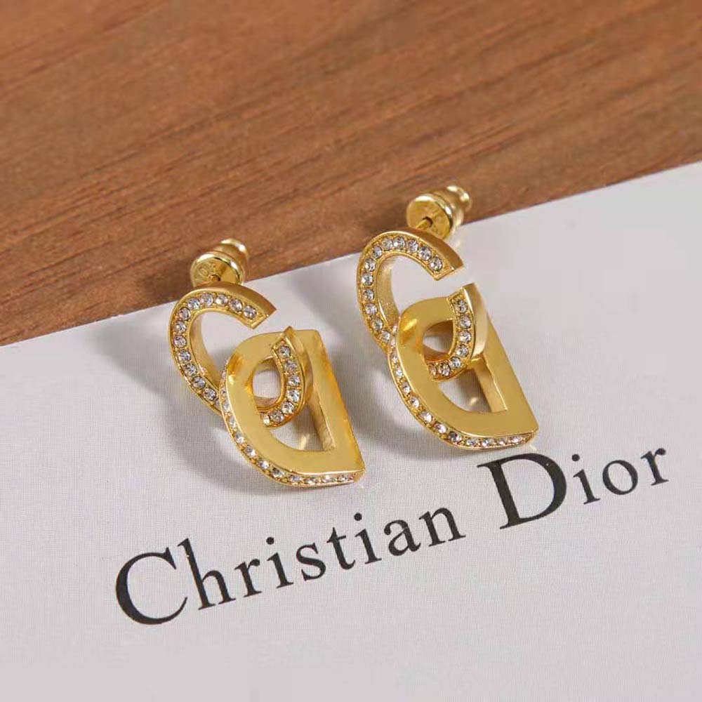 Dior Women CD Lock Earrings Gold-Finish Metal and Silver-Tone Crystals - image 4