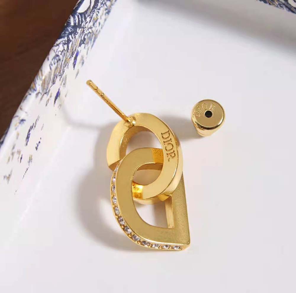 Dior Women CD Lock Earrings Gold-Finish Metal and Silver-Tone Crystals - image 8