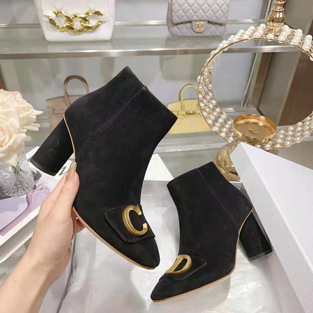 Dior Women C’est Dior Heeled Ankle Boot Suede Calfskin-Black - image 4