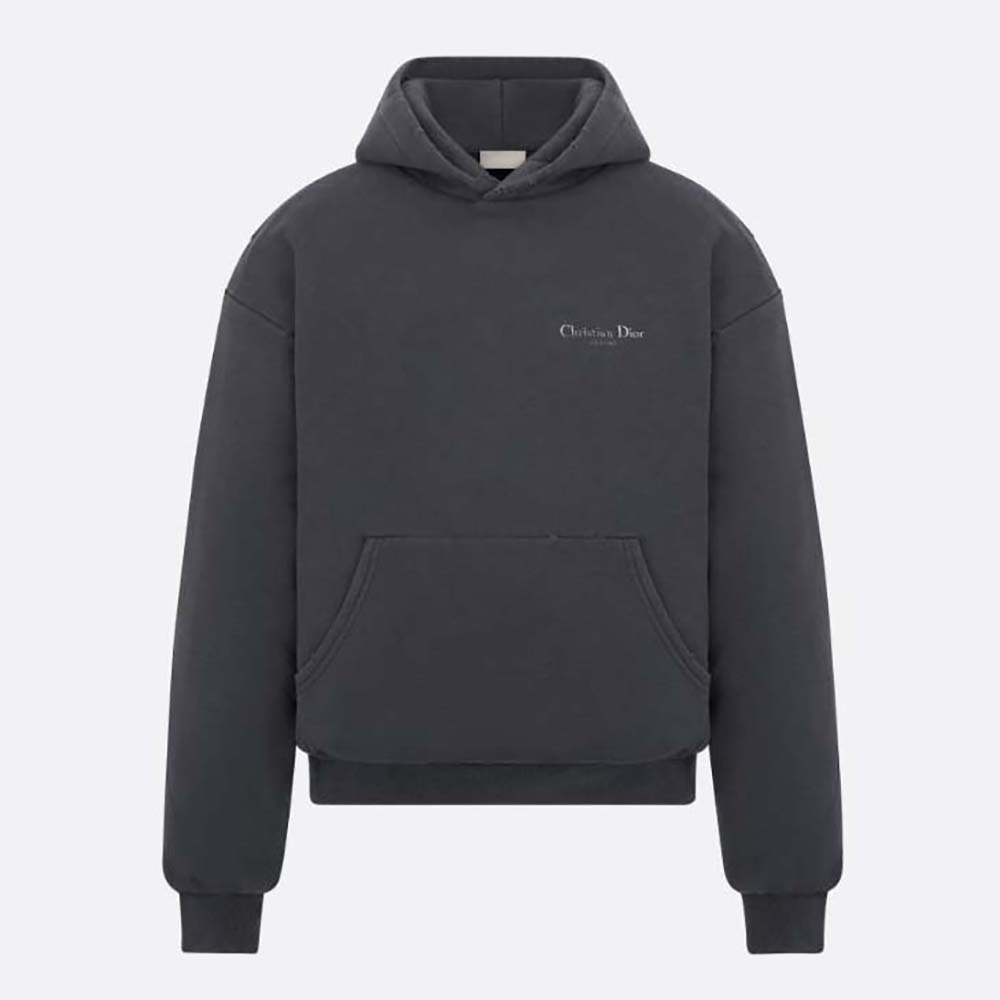 Dior Women Christian Dior Couture Hooded Sweatshirt Black Cotton Fleece with Dév