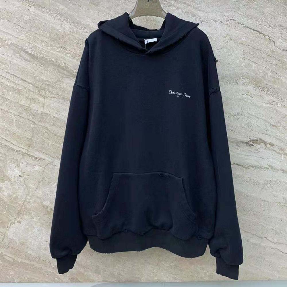 Close-up detail of dévoré effect on Dior Women Christian Dior Couture Hooded Sweatshirt