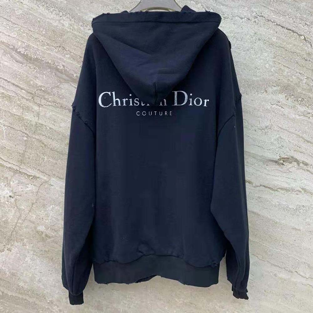 Side profile showing relaxed fit of Dior Women Christian Dior Couture Hooded Sweatshirt