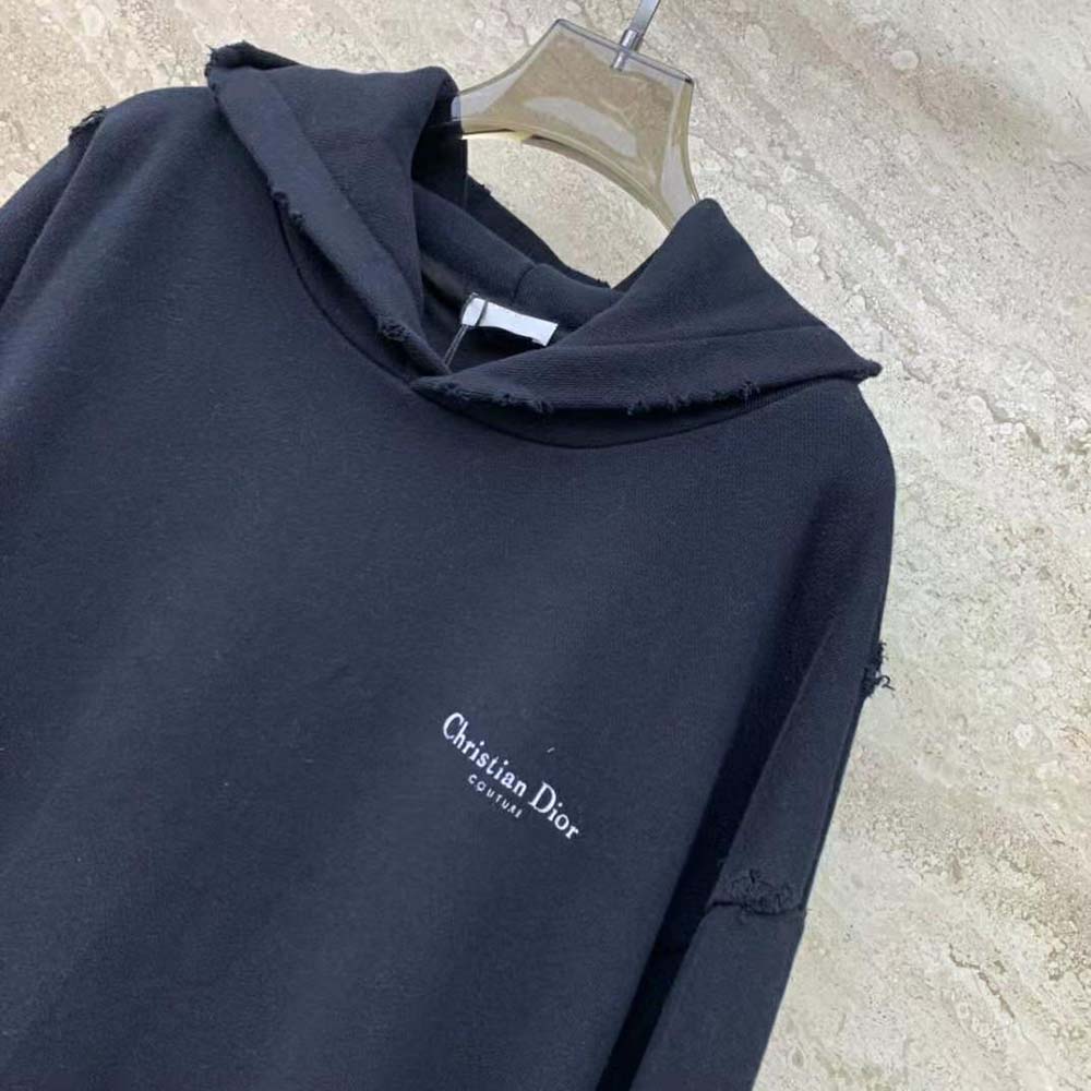 Dior Women Christian Dior Couture Hooded Sweatshirt Black Cotton Fleece with Dévoré Effect - image 4