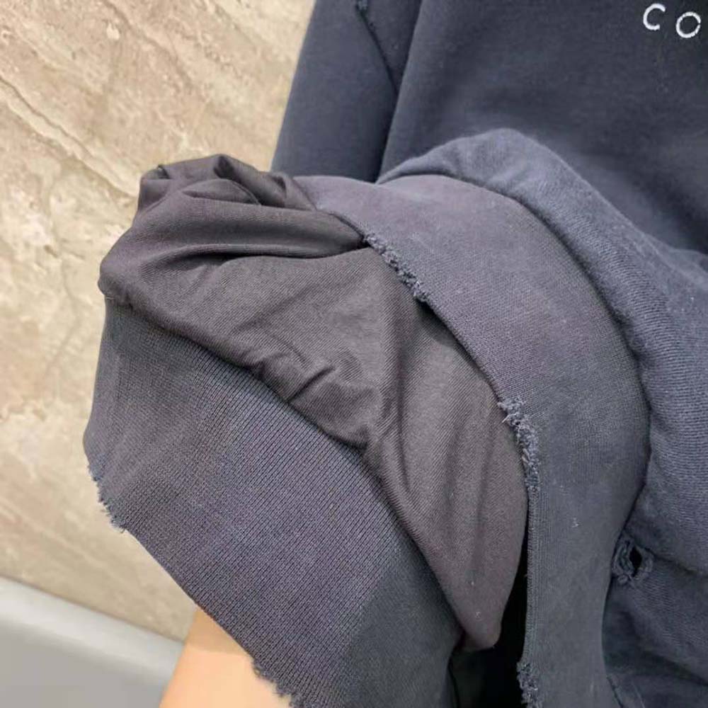 Dior Women Christian Dior Couture Hooded Sweatshirt Black Cotton Fleece with Dévoré Effect - image 8