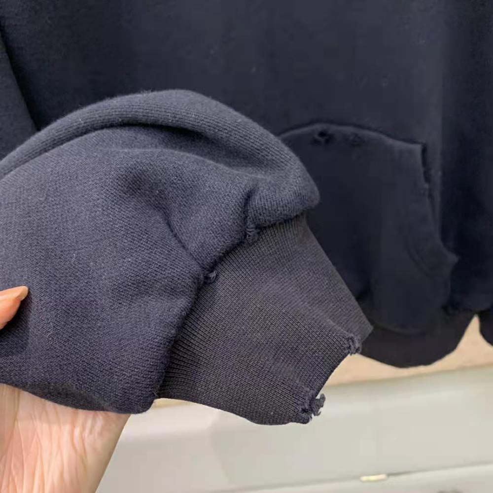 Dior Women Christian Dior Couture Hooded Sweatshirt Black Cotton Fleece with Dévoré Effect - image 9