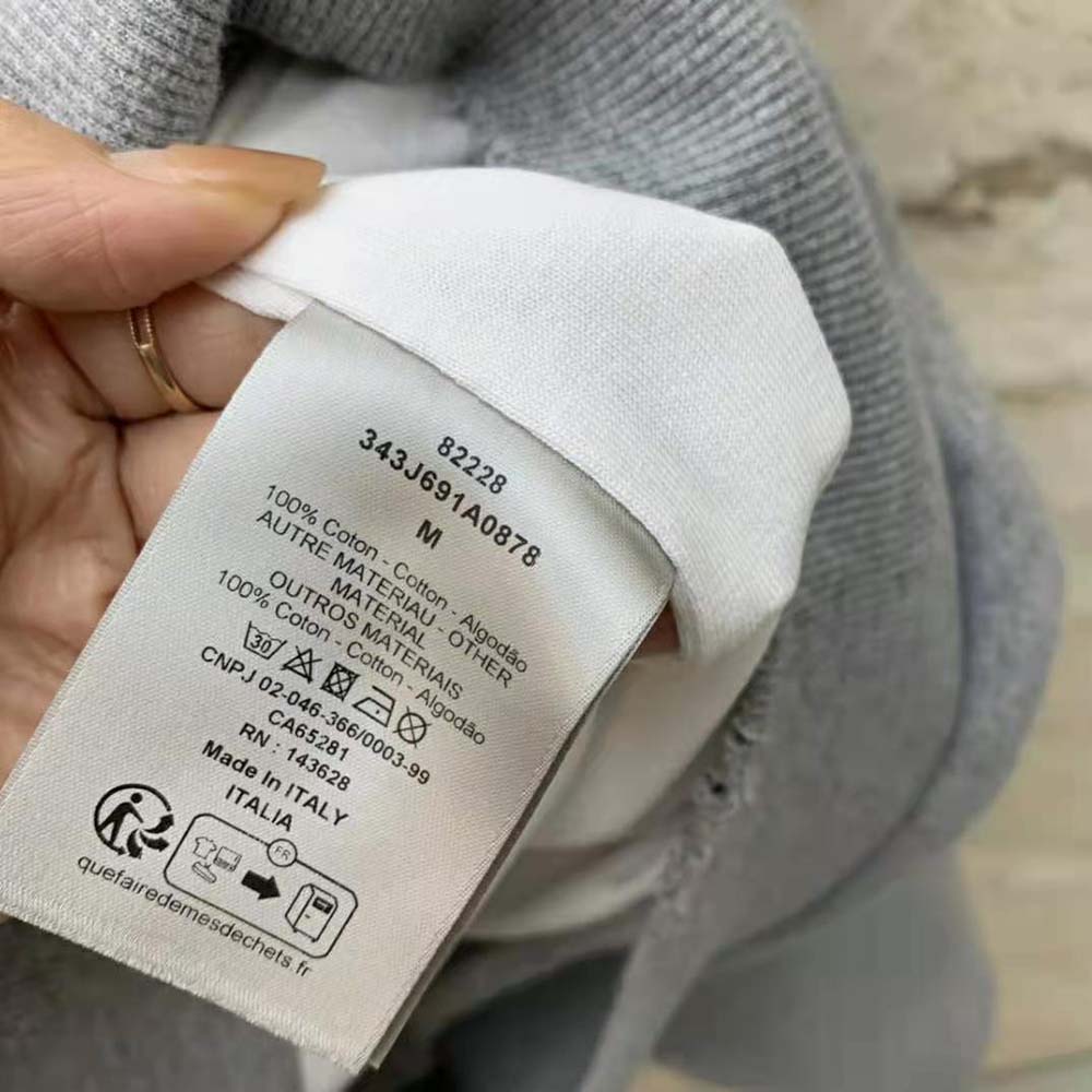 Dior Men Christian Dior Couture Hooded Sweatshirt Gray Cotton Fleece with Dévoré Effect - image 10