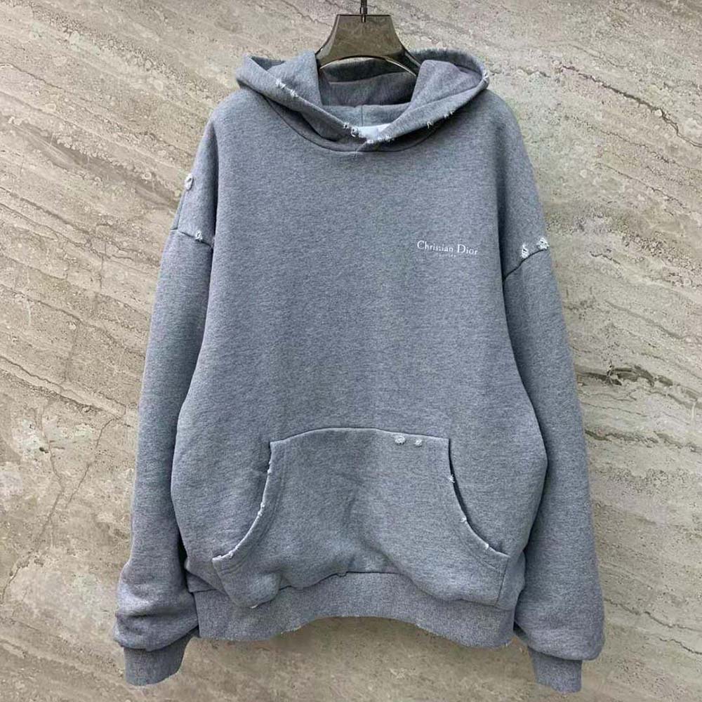 Close-up detail of dévoré effect on Dior Men Christian Dior Couture Hooded Sweatshirt