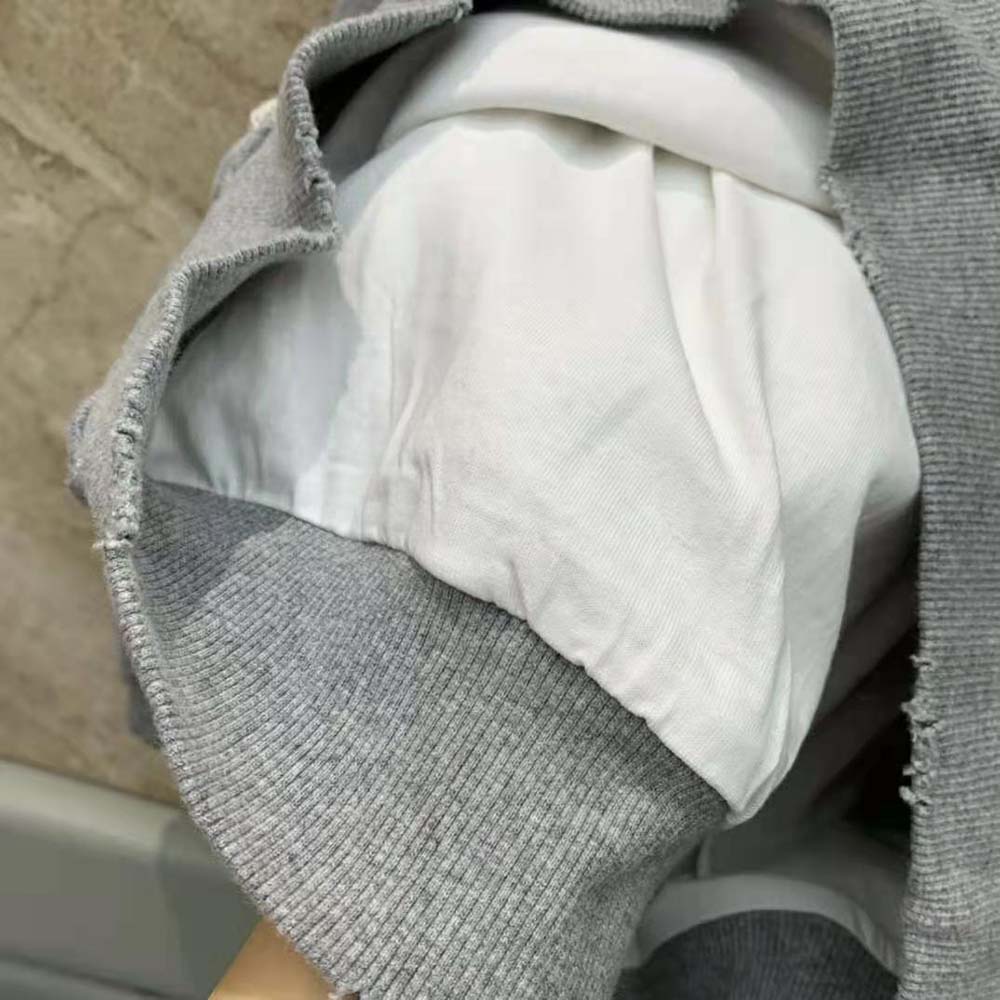 Dior Men Christian Dior Couture Hooded Sweatshirt Gray Cotton Fleece with Dévoré Effect - image 9