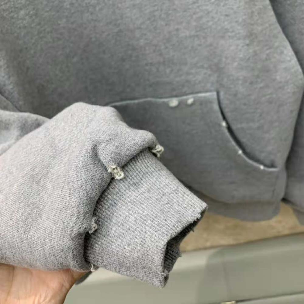 Dior Men Christian Dior Couture Hooded Sweatshirt Gray Cotton Fleece with Dévoré Effect - image 7