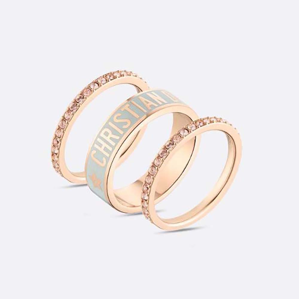 Close-up of Dior Women Code Ring Set Pink-Finish Metal crystals