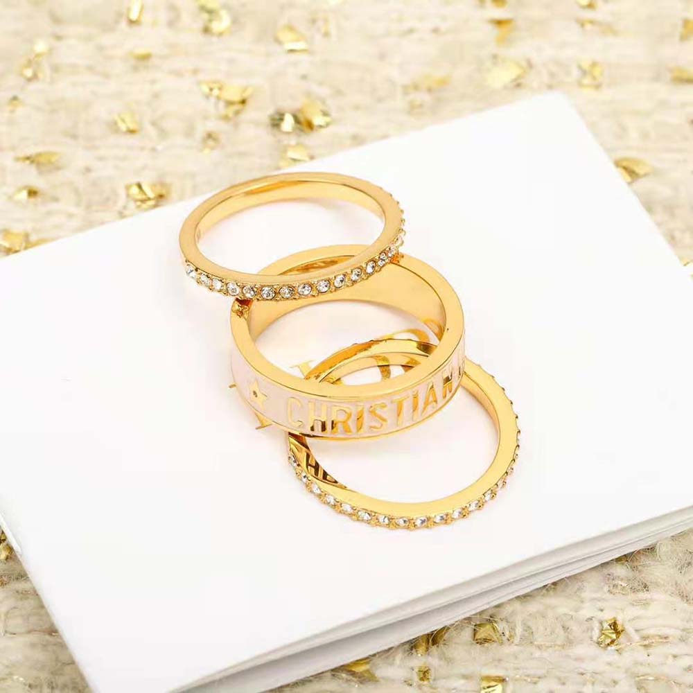 Stacked rings from Dior Women Code Ring Set in pink and blue tones