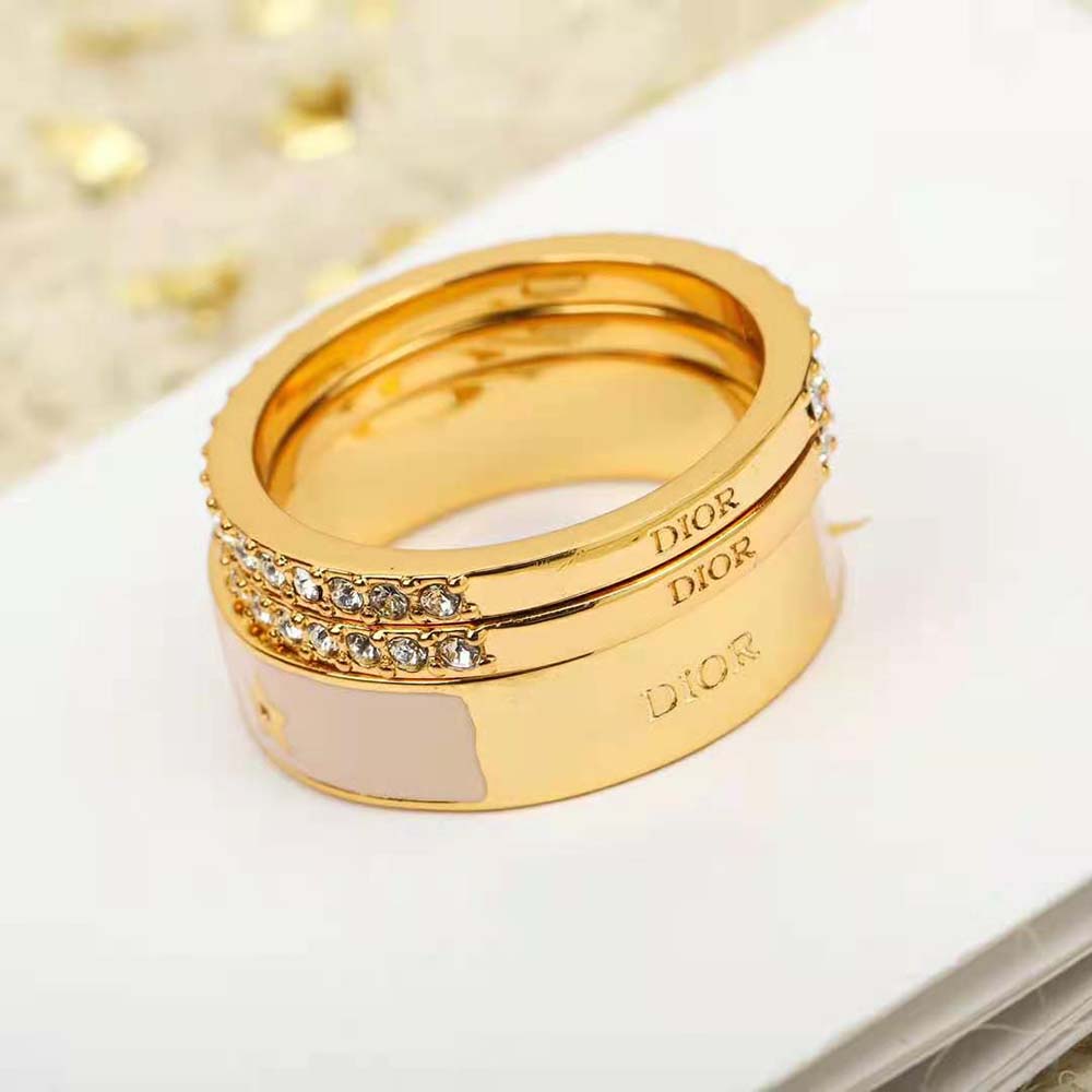 Dior Women Code Ring Set Pink-Finish Metal, Pink Crystals and Placid Blue Lacquer - image 4