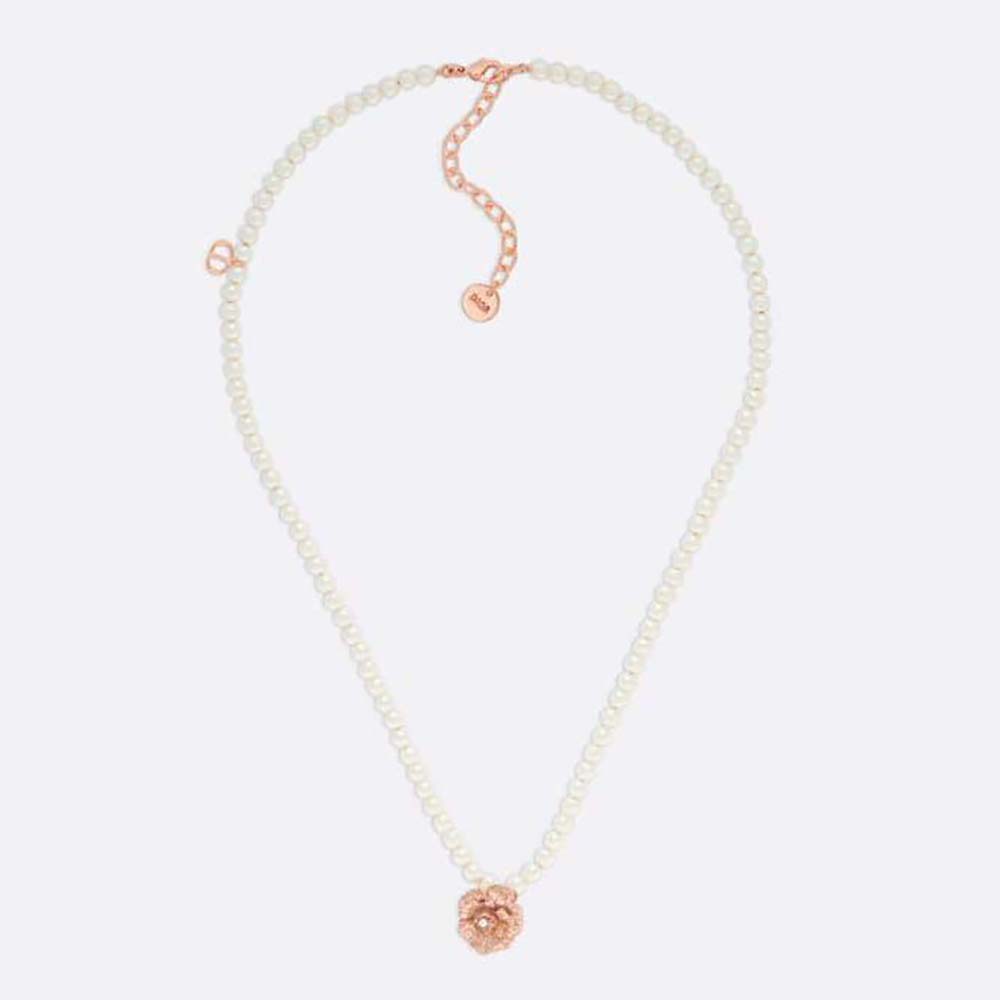 Close-up of Dior Women D-Millefiori Necklace matte pink flower detail