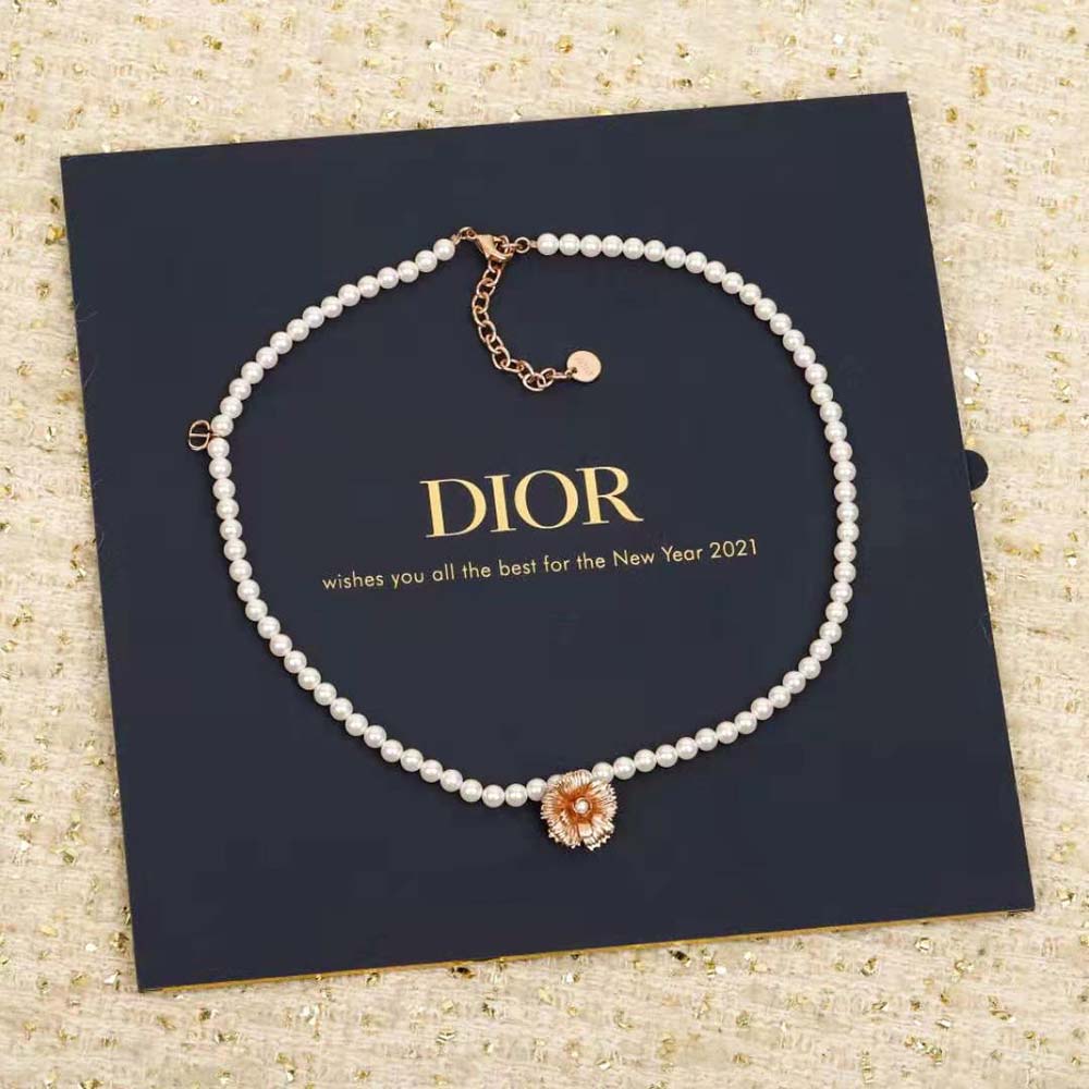 Front view of Dior Women D-Millefiori Necklace on white background