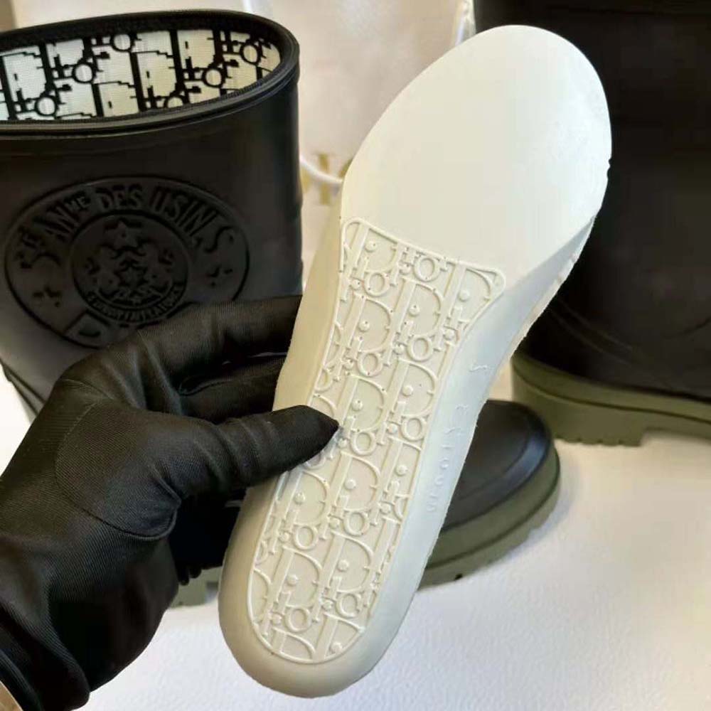 Dior Women Diorunion Rain Boot Black and Khaki Two-Tone Rubber with Dior Union Motif - image 10