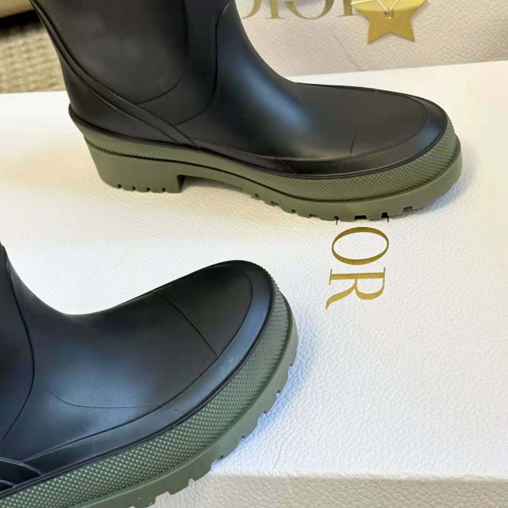 Dior Women Diorunion Rain Boot Black and Khaki Two-Tone Rubber with Dior Union Motif - image 5