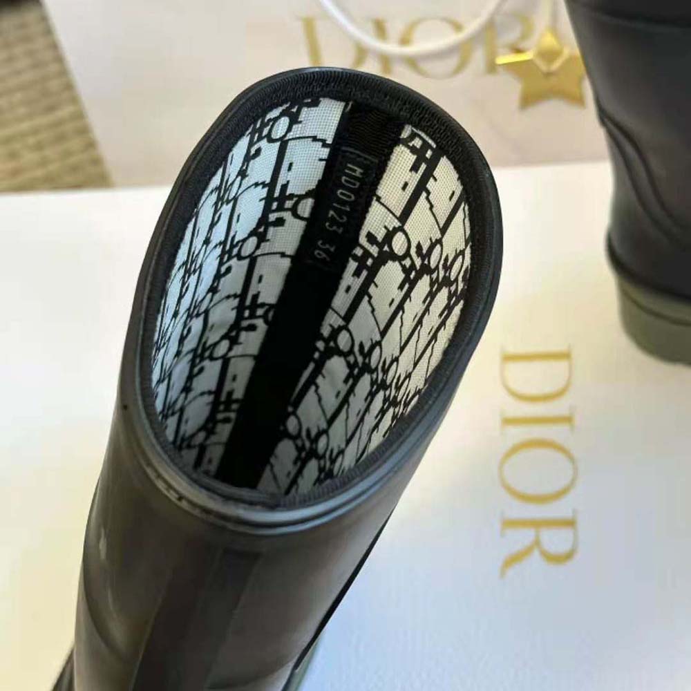 Dior Women Diorunion Rain Boot Black and Khaki Two-Tone Rubber with Dior Union Motif - image 7