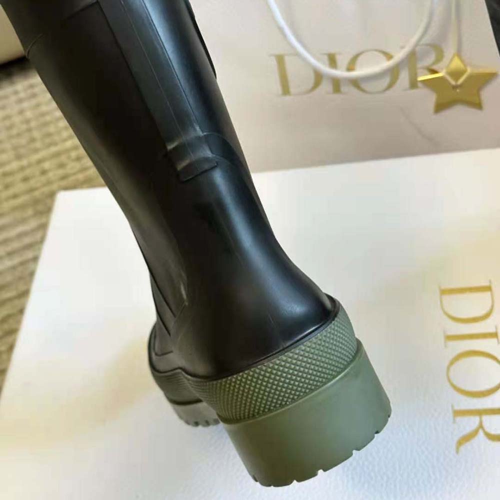 Dior Women Diorunion Rain Boot Black and Khaki Two-Tone Rubber with Dior Union Motif - image 9