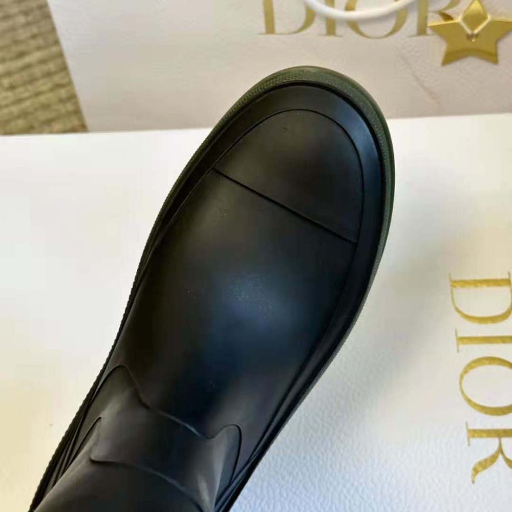 Dior Women Diorunion Rain Boot Black and Khaki Two-Tone Rubber with Dior Union Motif - image 6