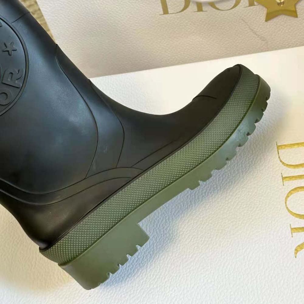 Dior Women Diorunion Rain Boot Black and Khaki Two-Tone Rubber with Dior Union Motif - image 8