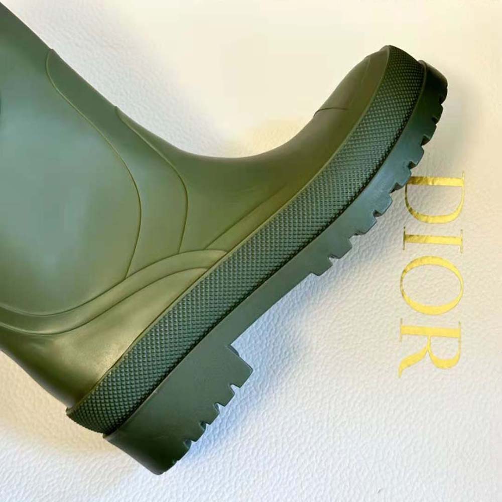 Dior Women Diorunion Rain Boot Khaki Rubber with Dior Union Motif - image 9
