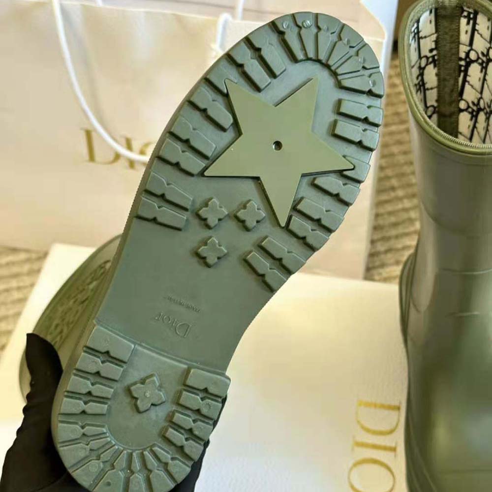 Dior Women Diorunion Rain Boot Khaki Rubber with Dior Union Motif - image 10