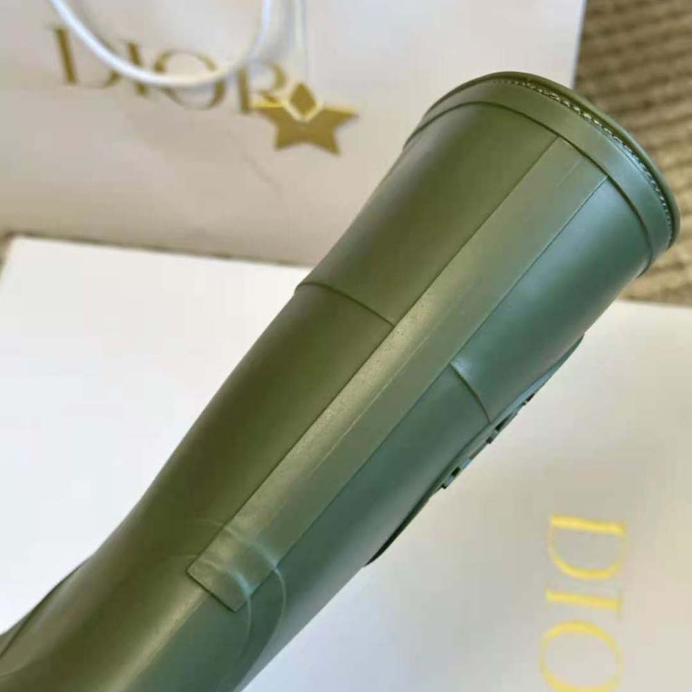 Dior Women Diorunion Rain Boot Khaki Rubber with Dior Union Motif - image 6