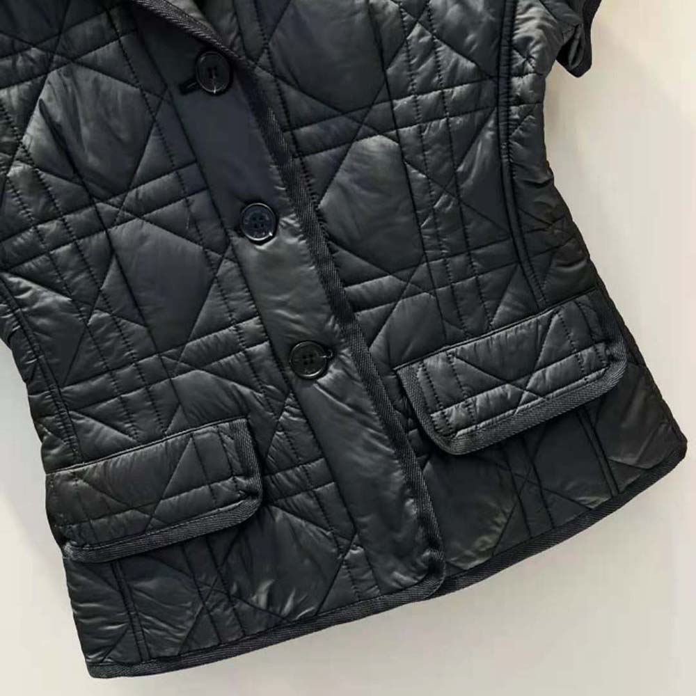 Dior Women Fitted Jacket with Puff Sleeves Black Cloqué-Effect Technical Jacquard - image 6