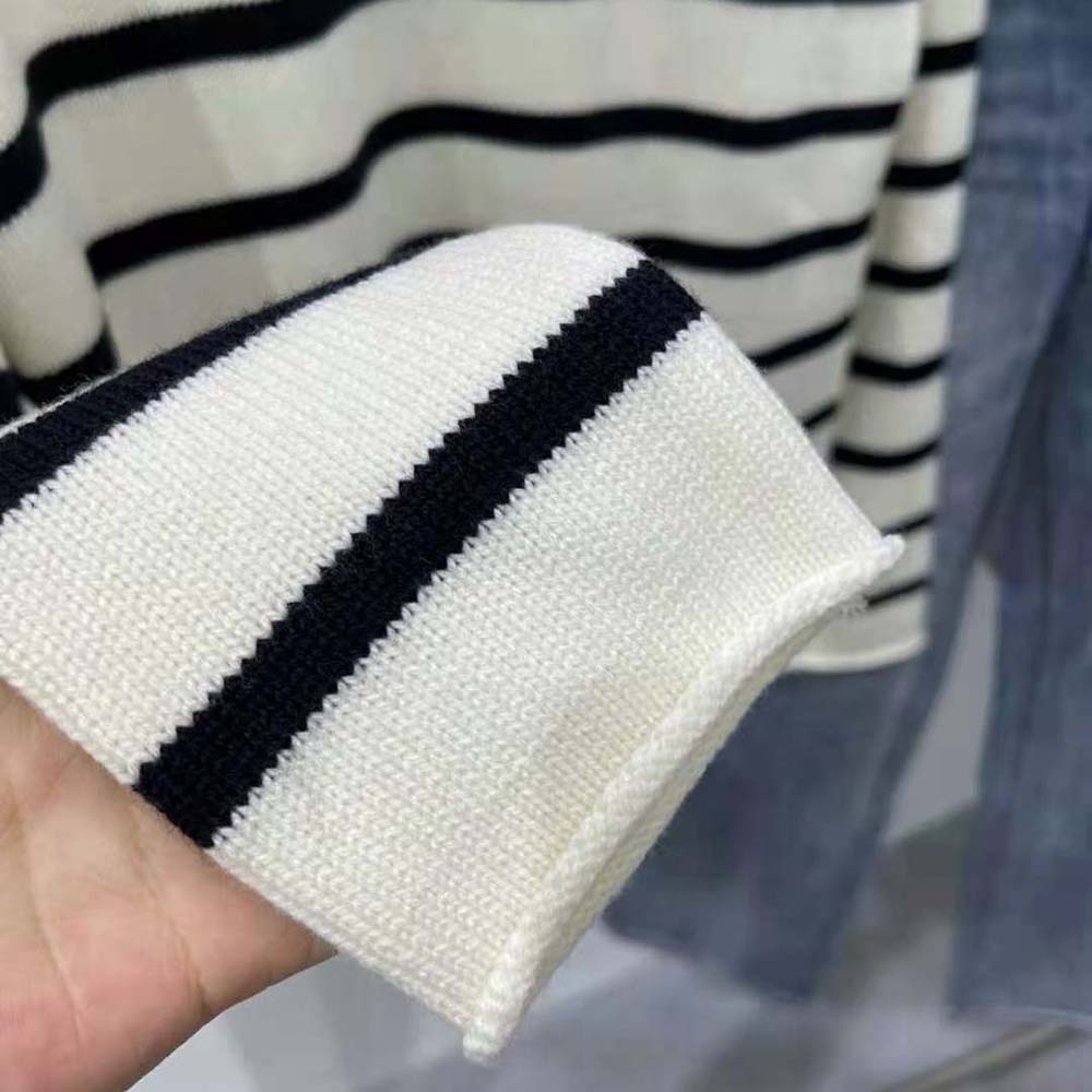 Dior Women Marinière Non Je Ne Regrette Rien Sweater Ecru and Navy Blue Cashmere Knit - image 10