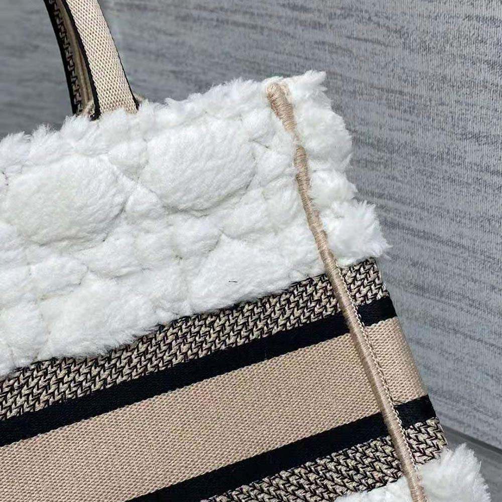 Dior Women Medium Dior Book Tote Ice Cannage Shearling - image 9