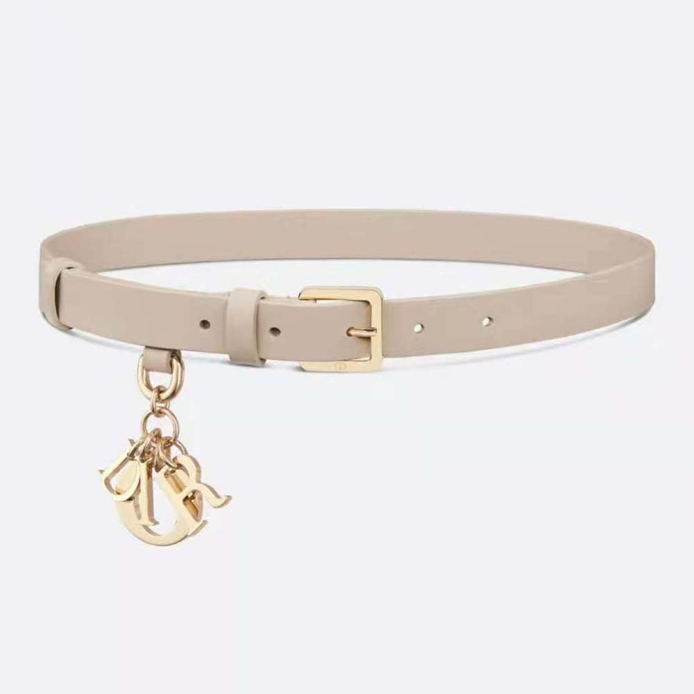 Front view of Dior Women Miss Dior Belt White Smooth Calfskin 20 MM
